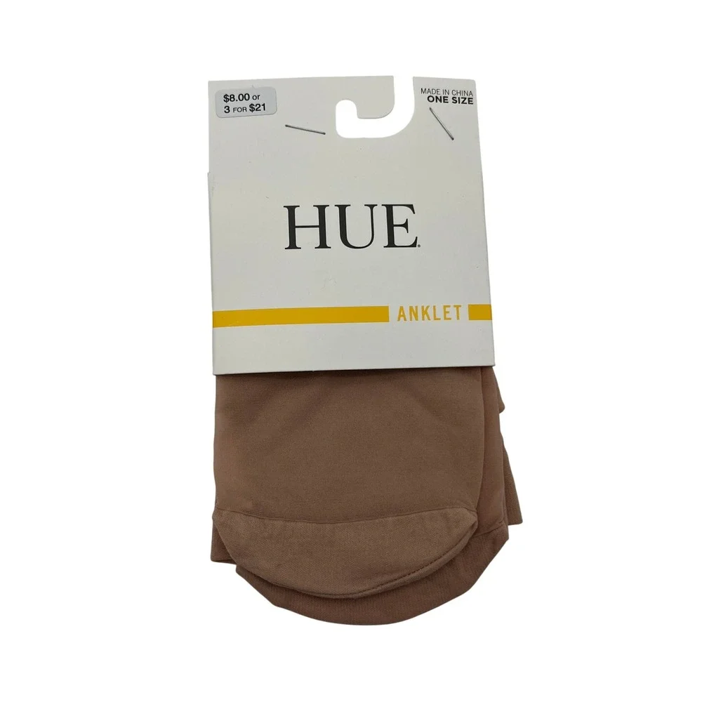 HUE Socks Womens OS Natural Sheer Anklet U24319 Nylon Spandex NWT
